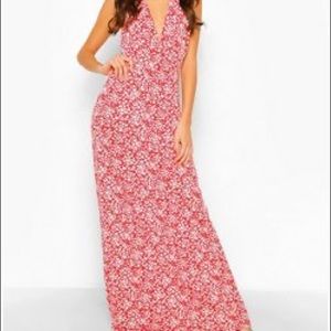 Boohoo Ditsy Floral Halterneck Maxi